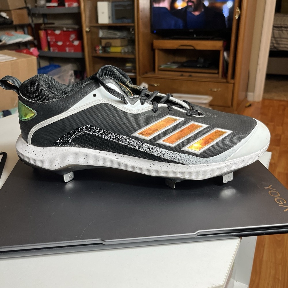 ✅ Adidas Icon 6 Bounce ECP EH2378 Ironskin‎ Black Baseball Cleats Mens Size 14